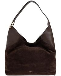 Furla - Large Lara Suede Shoulder Bag - Lyst