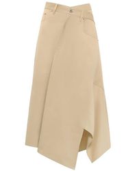 Loewe - Asymmetric-Hem Logo-Patch Midi Skirt - Lyst