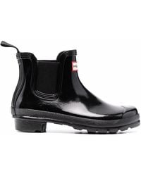 HUNTER - Stiefeletten Mit Logo-Patch - Lyst
