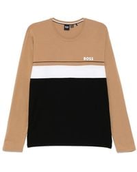 BOSS - Logo-Print Long-Sleeves T-Shirt - Lyst