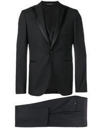 Tagliatore - Three-Piece Suit With Pointed Satin Lapel - Lyst