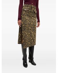 Ganni - Pocket-Detail Animal-Print Midi Skirt - Lyst