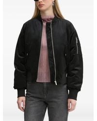 Karl Lagerfeld - Zip-Up Velvet Bomber Jacket - Lyst