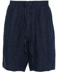 Emporio Armani - Wide-leg Linen Shorts - Lyst