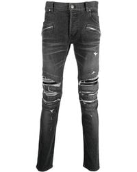 Balmain - Ripped-detailing Slim-fit Jeans - Lyst