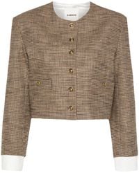 Sandro - Houndstooth-Pattern Cropped Jacket - Lyst