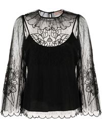 Twinset - Layered Lace Long-Sleeved Blouse - Lyst