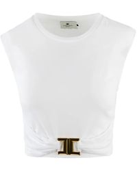 Elisabetta Franchi - Logo-Plaque Cropped Top - Lyst