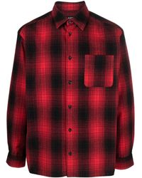 A.P.C. - Check-pattern Cotton-blend Shirt - Lyst