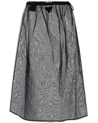 Prada - Cotton-Organdy Midi-Skirt - Lyst