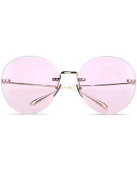 Gucci - Sonnenbrille Mit Rundem Gestell - Lyst