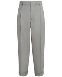 Brunello Cucinelli - Linen, Virgin Wool And Mohair Gabardine Trousers With Double Pleats - Lyst