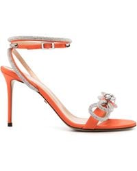 Mach & Mach - Double Bow 95 Mm Sandals In Orange Satin With Crystals - Lyst
