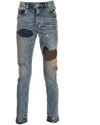Purple Brand - Patchwork Low-Rise Slim Jeans - Lyst