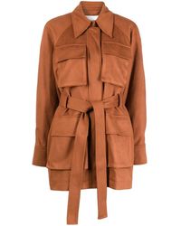 Low Classic - Check-Print Belted Leather Jacket - Lyst