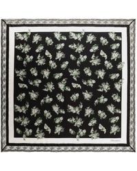 Dolce & Gabbana - 90X90 Small Flower Bouquet-Print Silk Twill Scarf With Lace Insert - Lyst