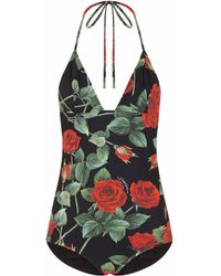 Dolce & Gabbana - Rose-print One-piece Swimsuit - Lyst