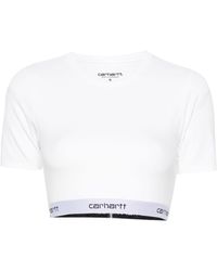 Carhartt - Script Cropped-T-Shirt mit Logo-Bund - Lyst