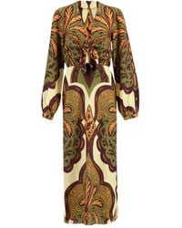 Johanna Ortiz - Jurk Met Paisley-Print En Gestrikte Voorkant - Lyst