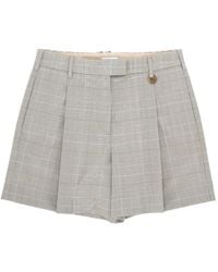 Burberry - Check Wool Tailored Shorts - Lyst