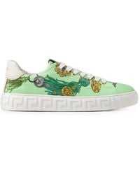 Versace - Greca Printed Canvas Sneakers - Lyst