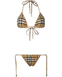 Burberry - Triangel-Bikini mit Classic-Check - Lyst