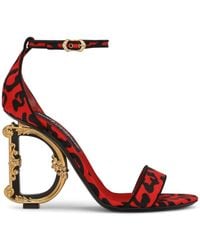 Dolce & Gabbana - Sandalias con estampado de leopardo y logo - Lyst