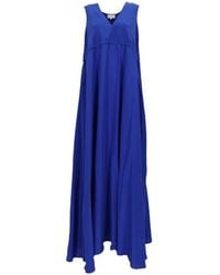 P.A.R.O.S.H. - Vestido Largo De Seda Con Cuello En V - Lyst