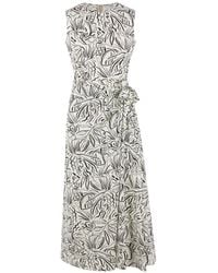Aspesi - Floral-Print Midi Dress - Lyst