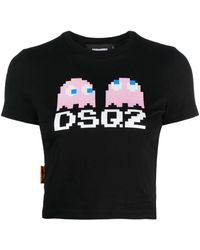 DSquared² - X Pac-man Graphic-print Cropped T-shirt - Lyst