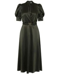 Rebecca Vallance - Belted Puff-Sleeve Midi Dress - Lyst