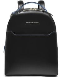 Piquadro - Mochila De Piel Con Placa Del Logo - Lyst