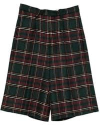 N°21 - Tartan-Check Pleated Knee Shorts - Lyst