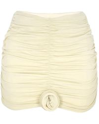 LaRevêche - Rose-Embellished Gathered Mini Skirt - Lyst