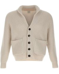 Eleventy - Ribbed-Knit Shawl-Collar Cardigan - Lyst