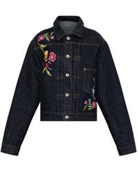 KENZO - Veste En Jean À Fleurs - Lyst