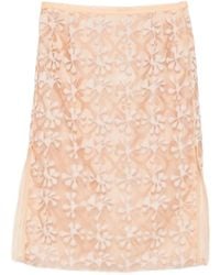 Hui Milano - Margherita Floral-Appliqué Midi Skirt - Lyst