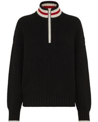 Brunello Cucinelli - Striped Ribbed Knit Cashmere Sweater - Lyst