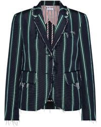 Thom Browne - Blazer Rayé À Bords Francs - Lyst