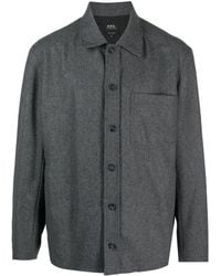 A.P.C. - Button-up Wool-blend Jacket - Lyst