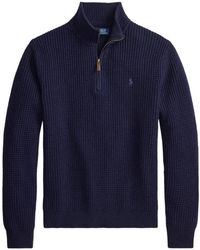 Polo Ralph Lauren - Pull En Maille Gaufrée À Col Zippé - Lyst