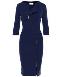 ROSERRY - V-Neck Zip-Fastening Midi Dress - Lyst