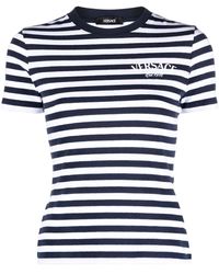 Versace - Logo-Embroidered Striped T-Shirt - Lyst