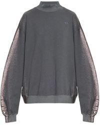 DIESEL - High-Neck Shimmering-Sleeves Sweater - Lyst