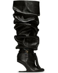 Balmain - No Wedge Textured Leather Thigh-High Boots With Tassel - Lyst
