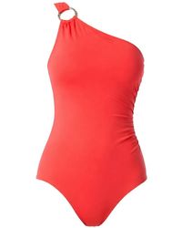 MICHAEL Michael Kors - One-Shoulder Ring-Detail Swimsuit - Lyst