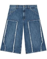 Palm Angels - Curved Logo Denim Skater Shorts - Lyst