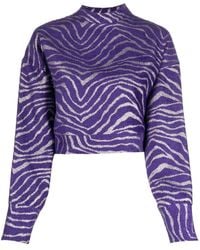 Genny - Zebra-print Cropped Sweater - Lyst