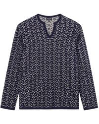 Giorgio Armani - Geometric-Pattern V-Neck Sweater - Lyst