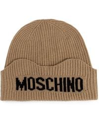 Moschino - Logo-Intarsia Ribbed-Knit Beanie Hat - Lyst